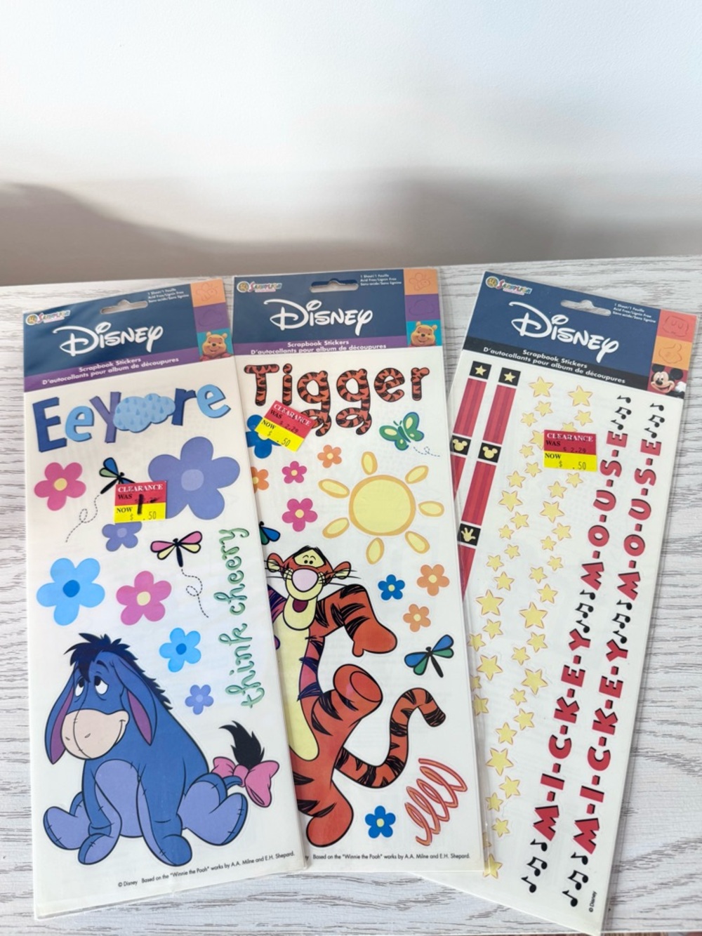 Lot of 3 Sandylion NIP Vintage Disney scrapbook stickers